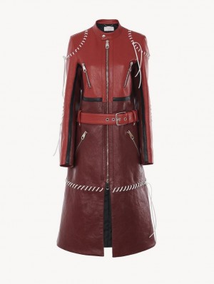 Chloe Biker Coat Leather Lila Rot | CHE-SR14105