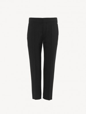 Chloe Cropped Cigarette Hose Schwarz | CHE-SR13971