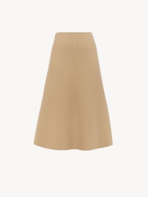 Chloe Flared Midi Röcke Beige | CHE-SR14093