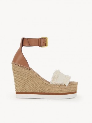 Chloe Glyn Fringed Espadrilles Wedge Weiß | CHE-SR14804