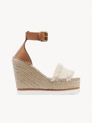 Chloe Glyn Fringed Espadrilles Wedge Weiß | CHE-SR14842