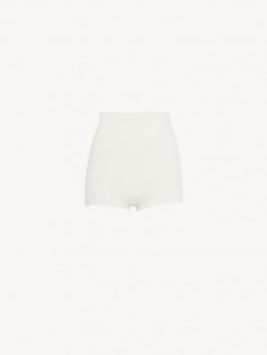 Chloe High-waisted Mini Shorts Strickwaren Weiß | CHE-SR13923