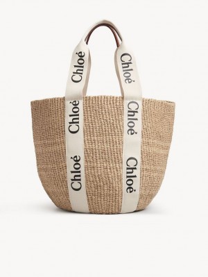 Chloe Large Woody Basket Tragetaschen Weiß | CHE-SR13332