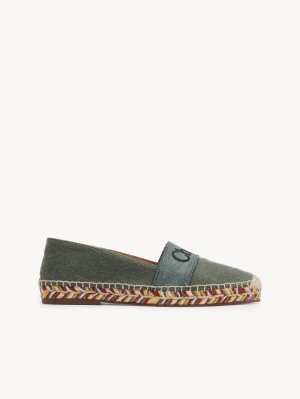 Chloe Piia Flache Espadrilles Grün | CHE-SR14143