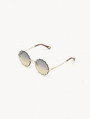 Chloe Rosie Petite Sonnenbrille Gold Grau Orange Gelb | CHE-SR14556