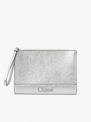 Chloe Sense Zippered Beuteltasche Silber | CHE-SR14323