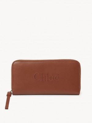 Chloe Sense Zippered Große Geldbörse Braun | CHE-SR14299