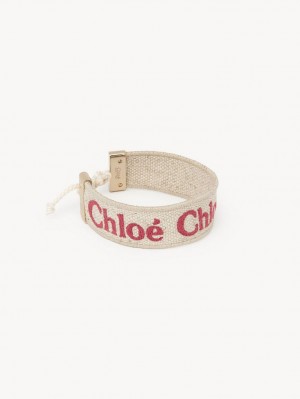 Chloe Woody Armbänder Beige Rosa | CHE-SR14445