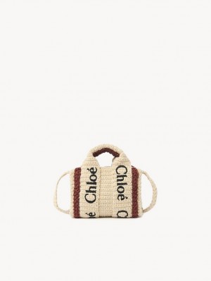 Chloe Woody Nano Tote Mini Taschen Braun Beige | CHE-SR13693