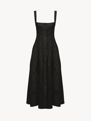 Chloe Ärmellose Midi Kleid Schwarz | CHE-SR13846