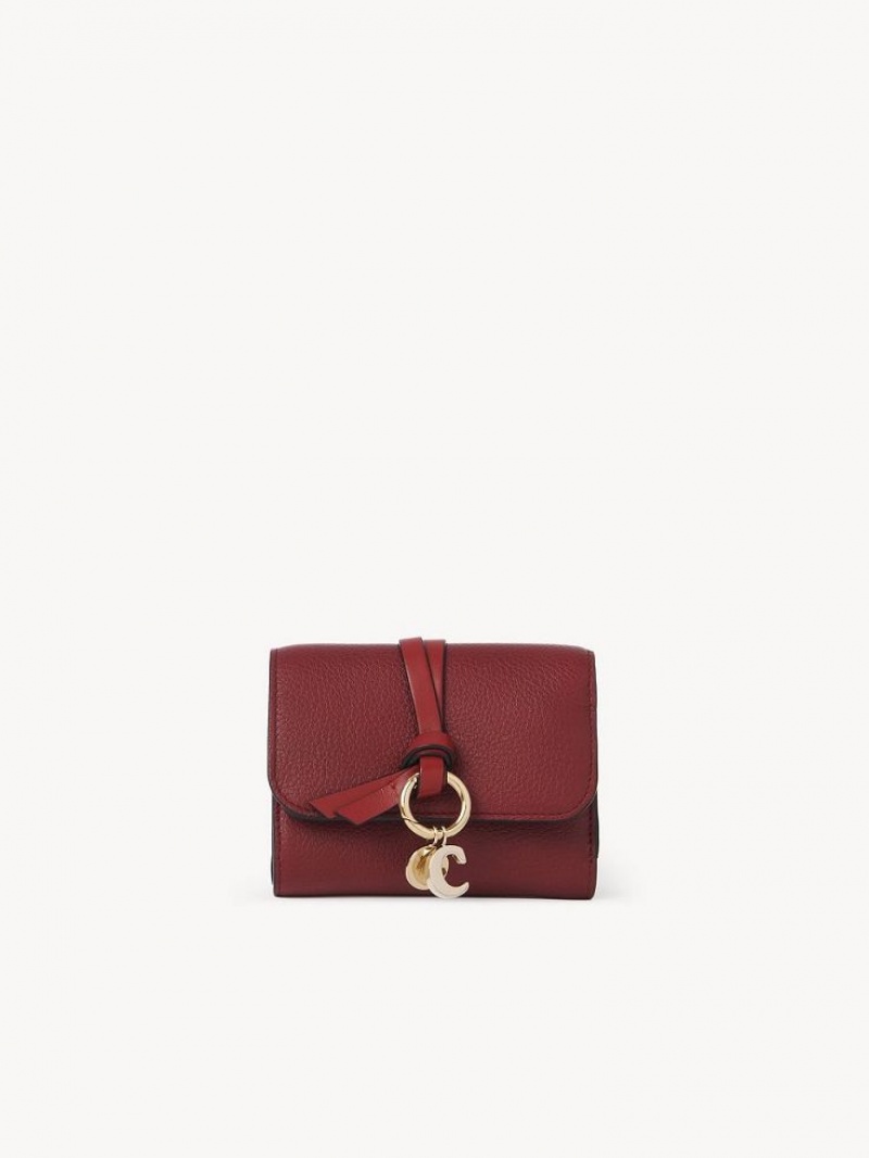 Chloe Alphabet Small Tri-fold Kleine Geldbörse Tiefesbordeaux | CHE-SR14289