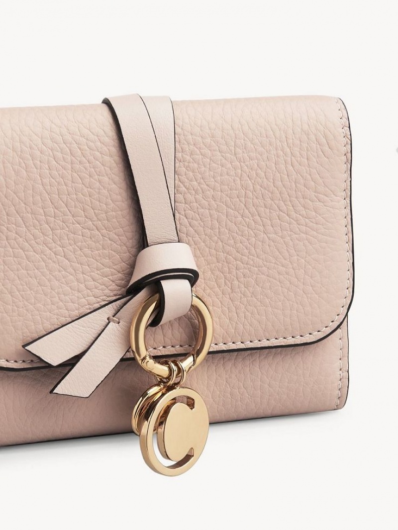 Chloe Alphabet Small Tri-fold Kleine Geldbörse Rosa Beige | CHE-SR14290