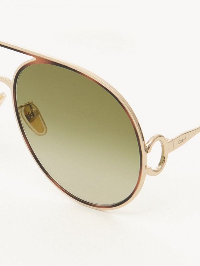 Chloe Austine Sonnenbrille Gold Grün | CHE-SR14526