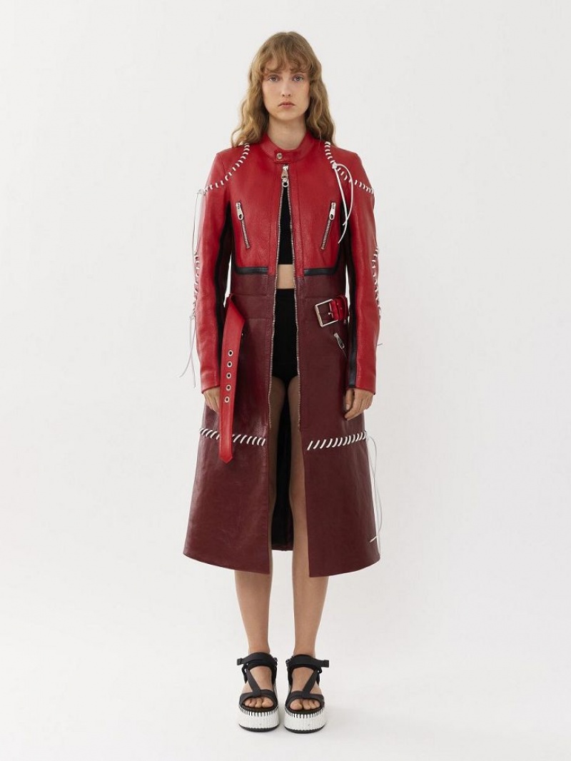 Chloe Biker Coat Leather Lila Rot | CHE-SR14105