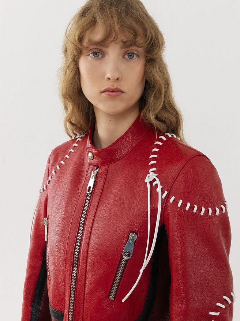 Chloe Biker Coat Leather Lila Rot | CHE-SR14105