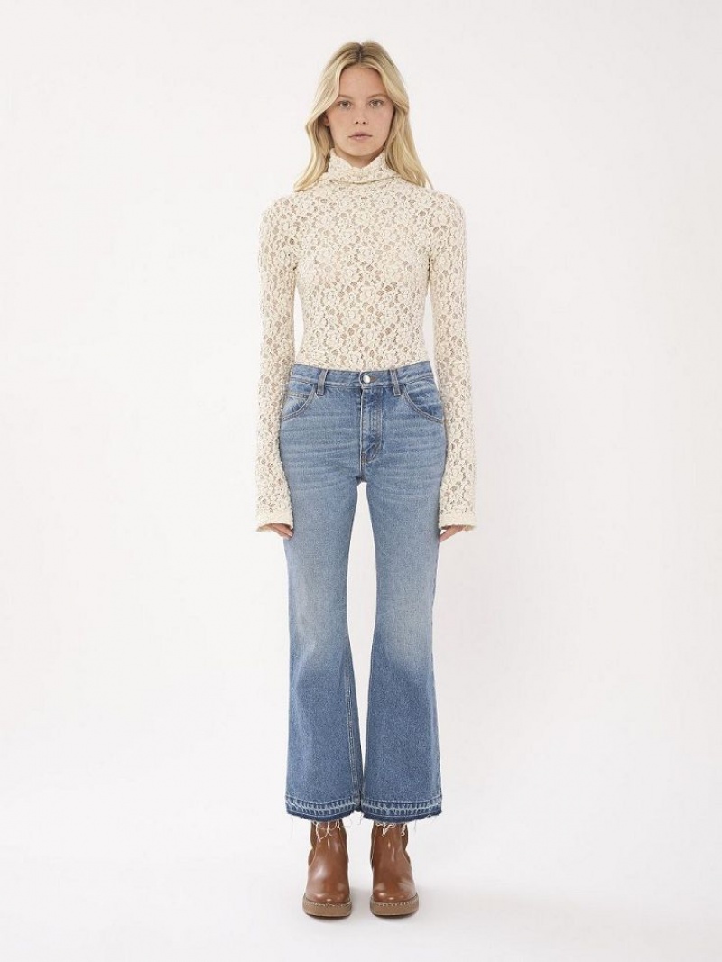 Chloe Cropped Gerade Jeans Blau | CHE-SR14017