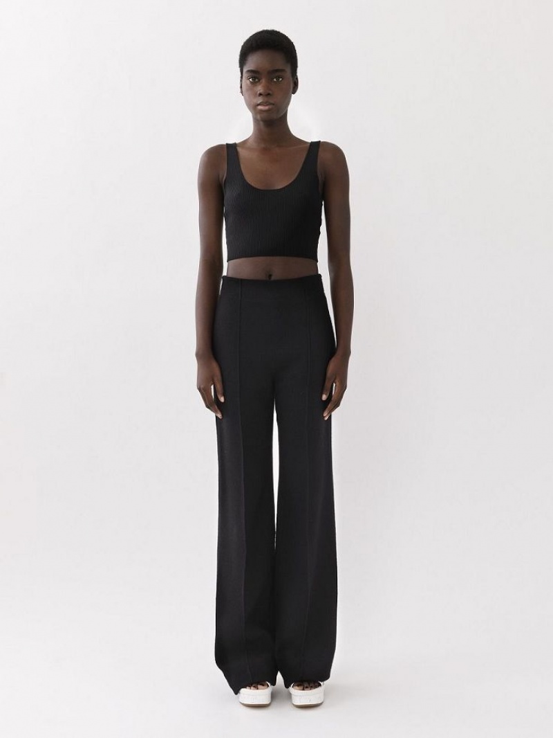 Chloe Cropped Tank Oberteile Schwarz | CHE-SR13871