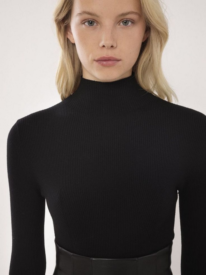 Chloe Fitted Mock-neck Pullover Schwarz | CHE-SR13903