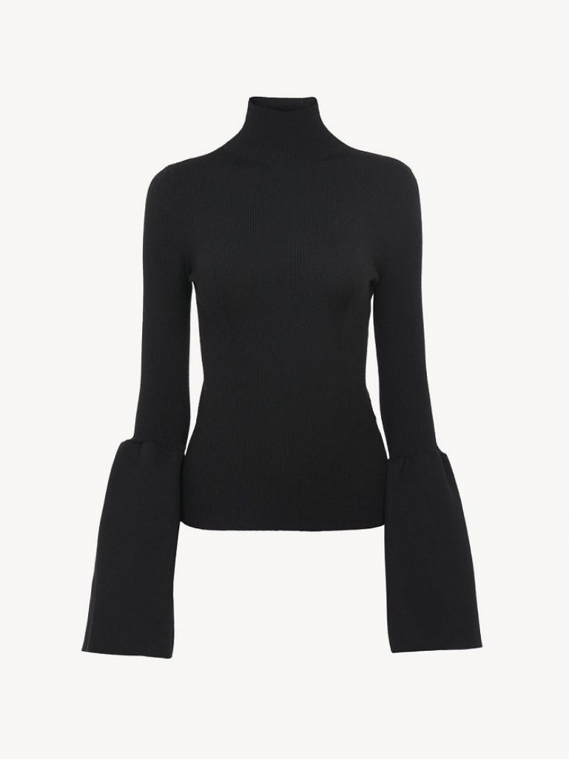 Chloe Fitted Mock-neck Pullover Schwarz | CHE-SR13903