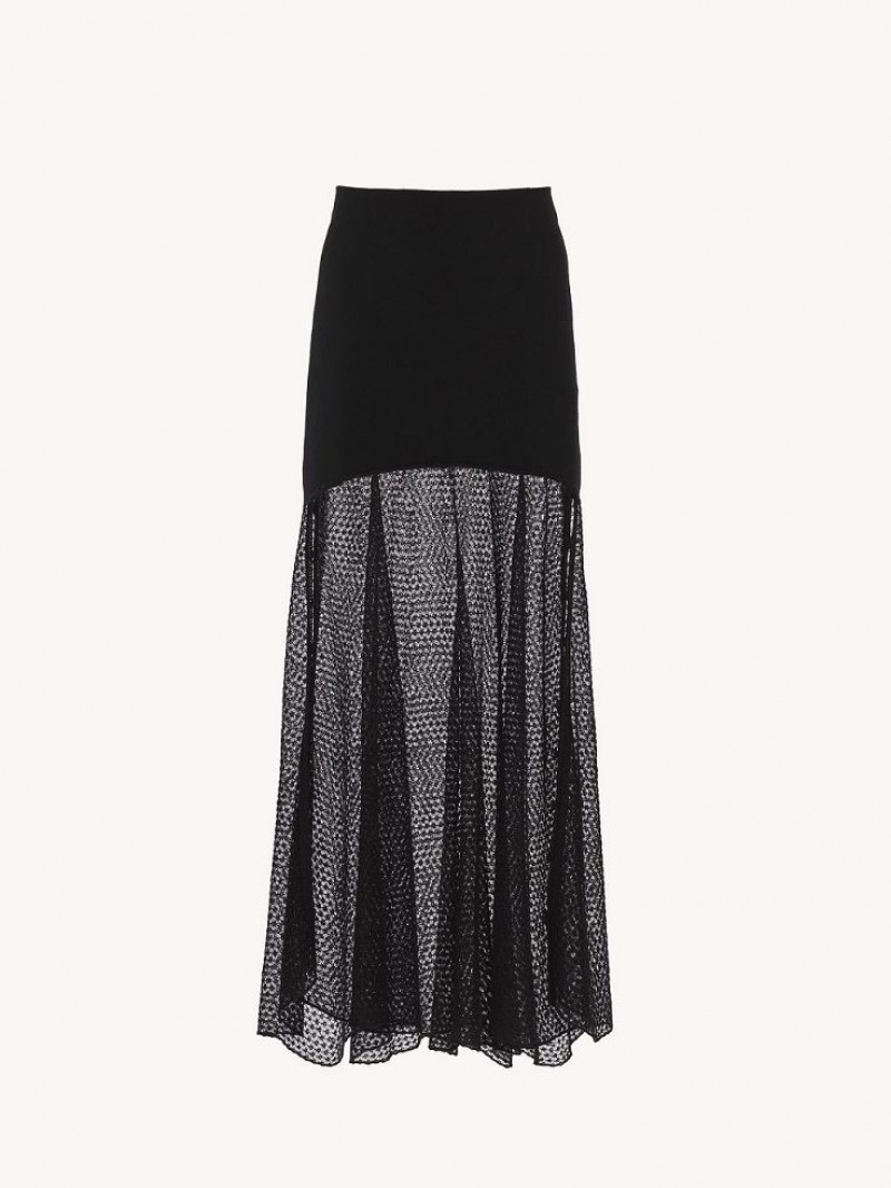 Chloe Flared Maxi Röcke Schwarz | CHE-SR14072