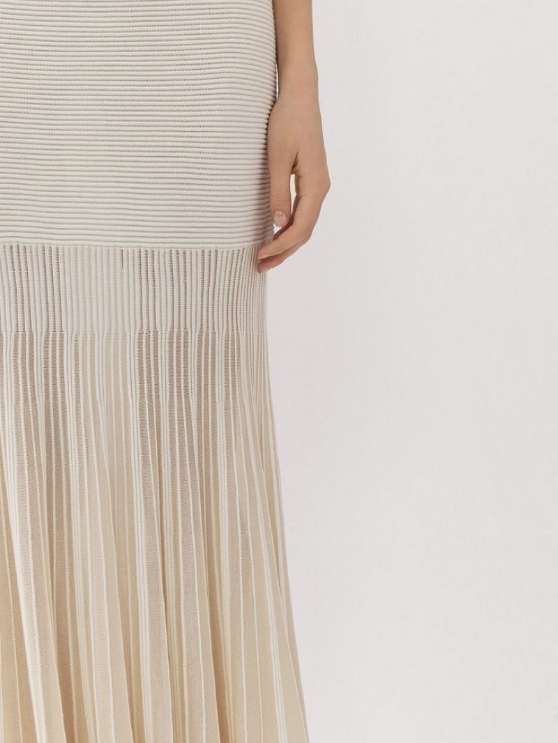 Chloe Flared Maxi Strickwaren Weiß | CHE-SR13940