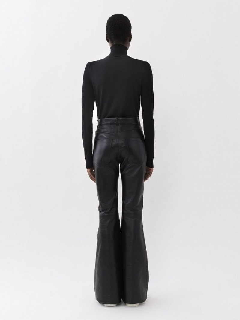 Chloe Flared Pants Leather Schwarz | CHE-SR14114