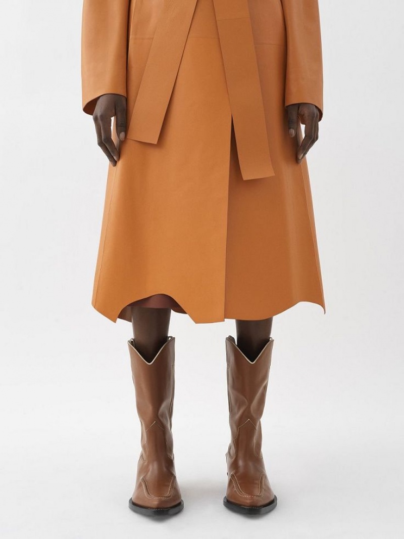 Chloe Generous Wrap Coat Leather Orange | CHE-SR14100