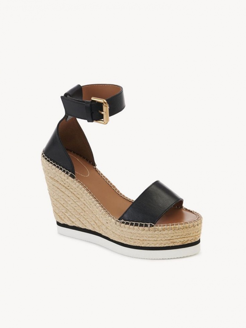 Chloe Glyn Espadrilles Wedge Schwarz | CHE-SR14839