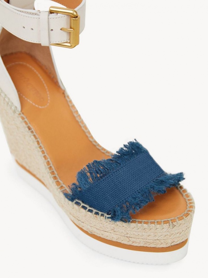 Chloe Glyn Fringed Espadrilles Wedge Tiefesblau | CHE-SR14827