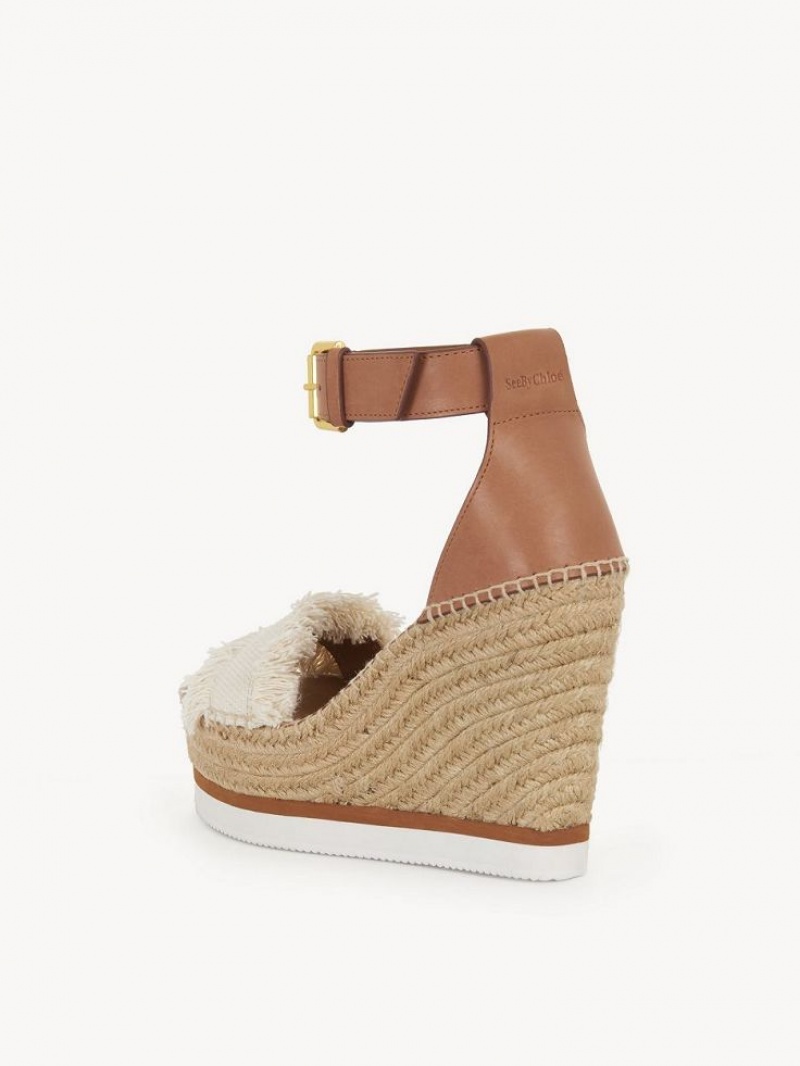 Chloe Glyn Fringed Espadrilles Wedge Weiß | CHE-SR14804