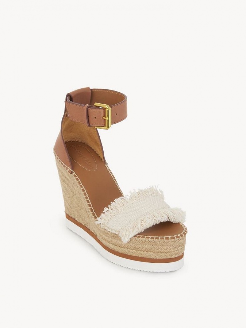 Chloe Glyn Fringed Espadrilles Wedge Weiß | CHE-SR14804