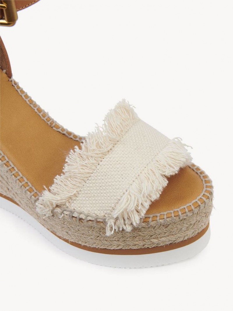 Chloe Glyn Fringed Espadrilles Wedge Weiß | CHE-SR14842