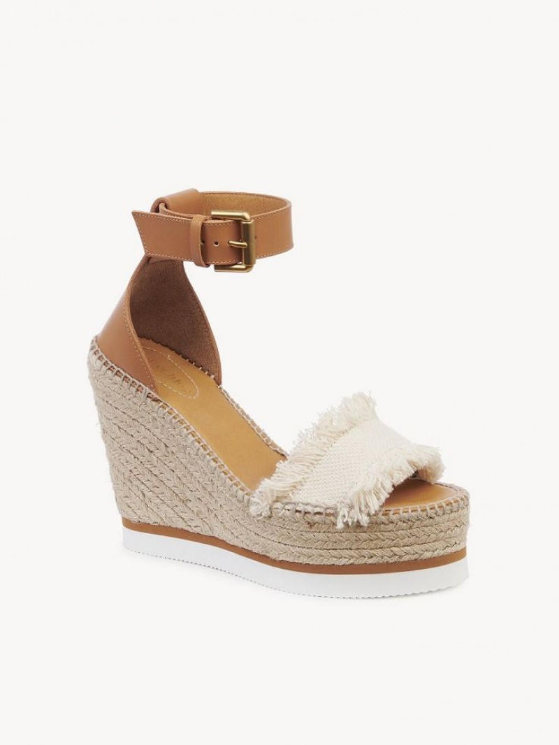 Chloe Glyn Fringed Espadrilles Wedge Weiß | CHE-SR14842