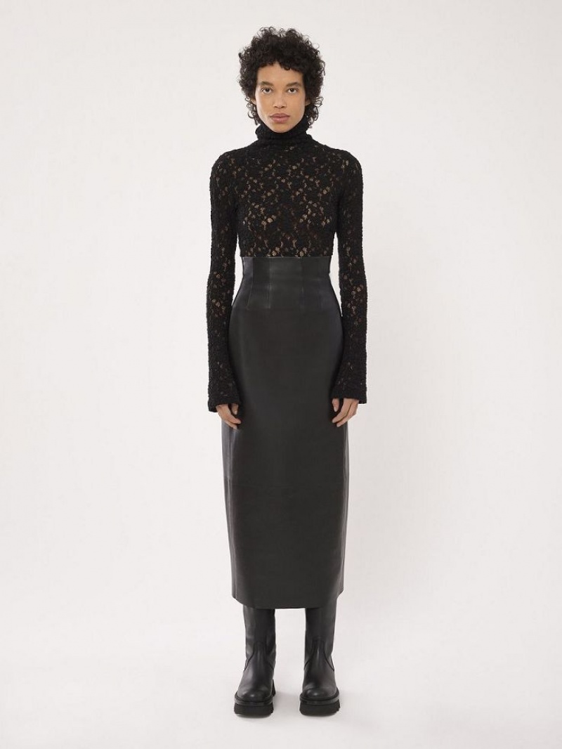 Chloe High-waisted Midi Röcke Schwarz | CHE-SR14089