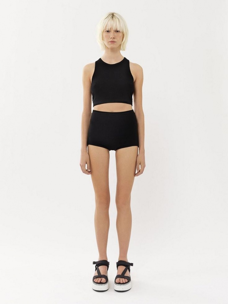 Chloe High-waisted Mini Shorts Strickwaren Schwarz | CHE-SR13924