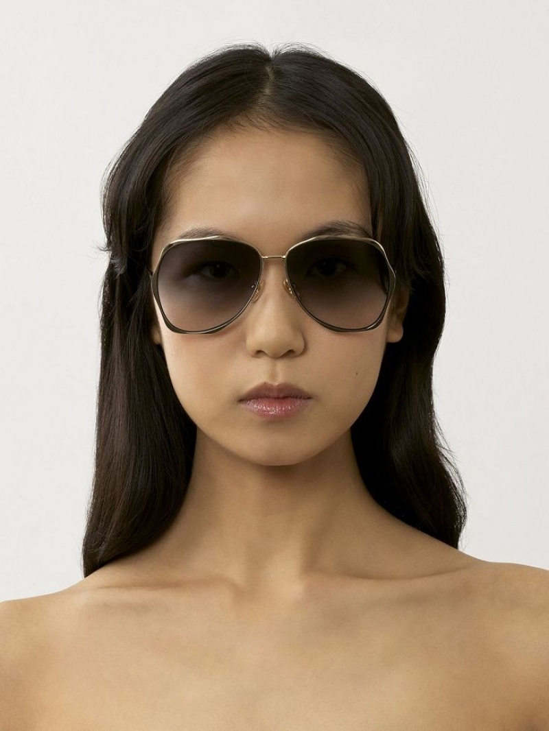 Chloe Honoré Sonnenbrille Gold Grau | CHE-SR14566