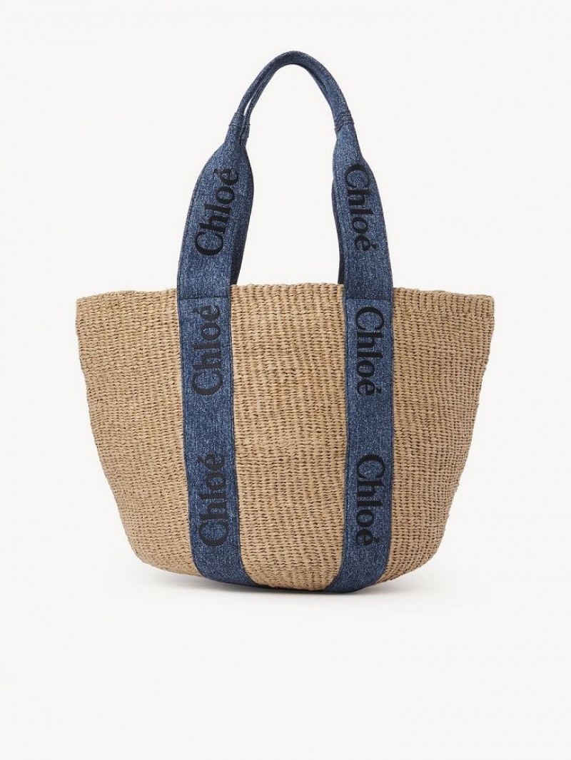 Chloe Large Woody Basket Tragetaschen Blau | CHE-SR13331