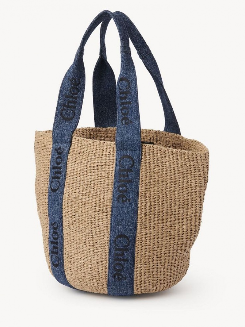 Chloe Large Woody Basket Tragetaschen Blau | CHE-SR13331