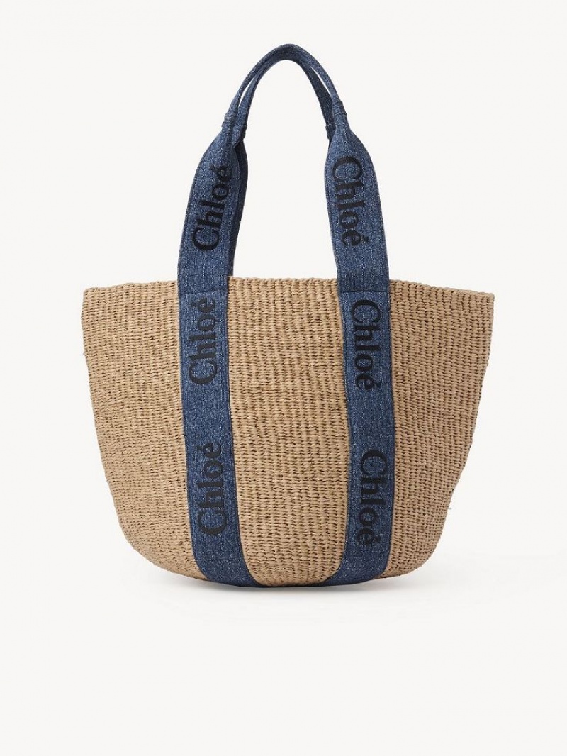 Chloe Large Woody Basket Tragetaschen Blau | CHE-SR13331