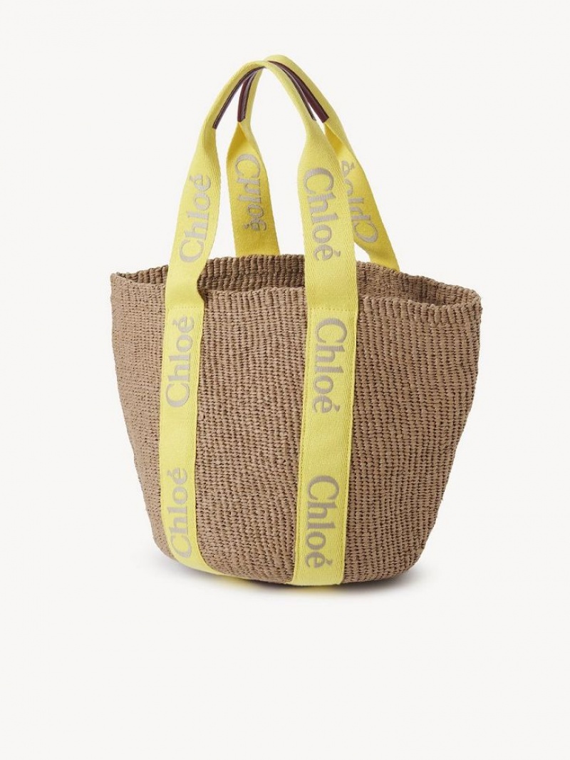 Chloe Large Woody Basket Tragetaschen Gelb Beige | CHE-SR13330