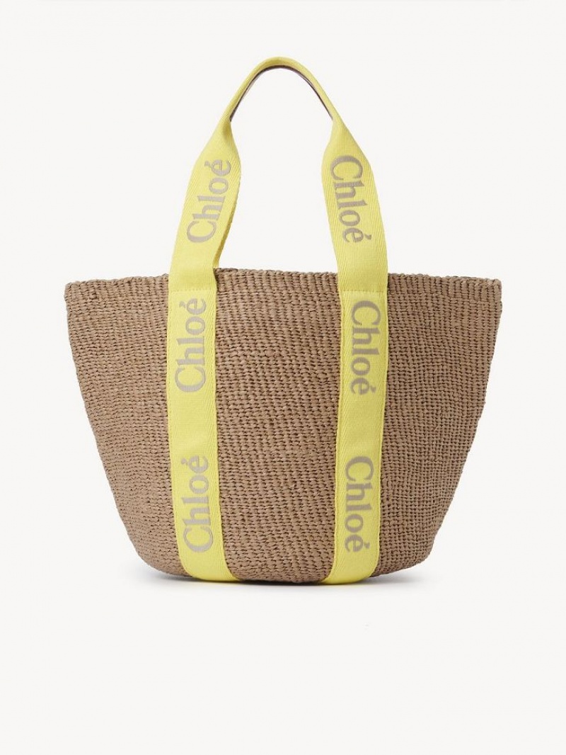 Chloe Large Woody Baskets Gelb Beige | CHE-SR13628