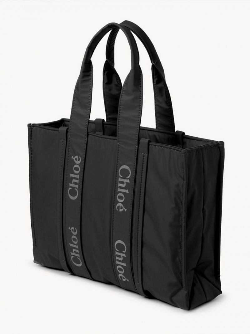 Chloe Large Woody Schultertaschen Schwarz | CHE-SR13430