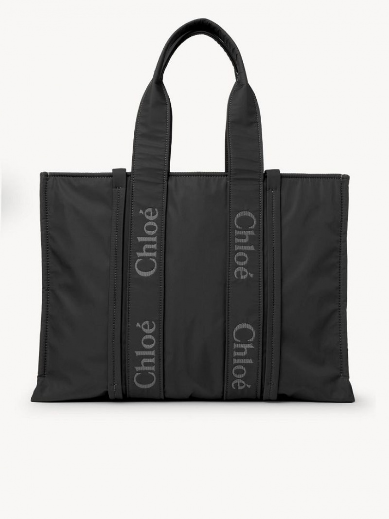 Chloe Large Woody Schultertaschen Schwarz | CHE-SR13430