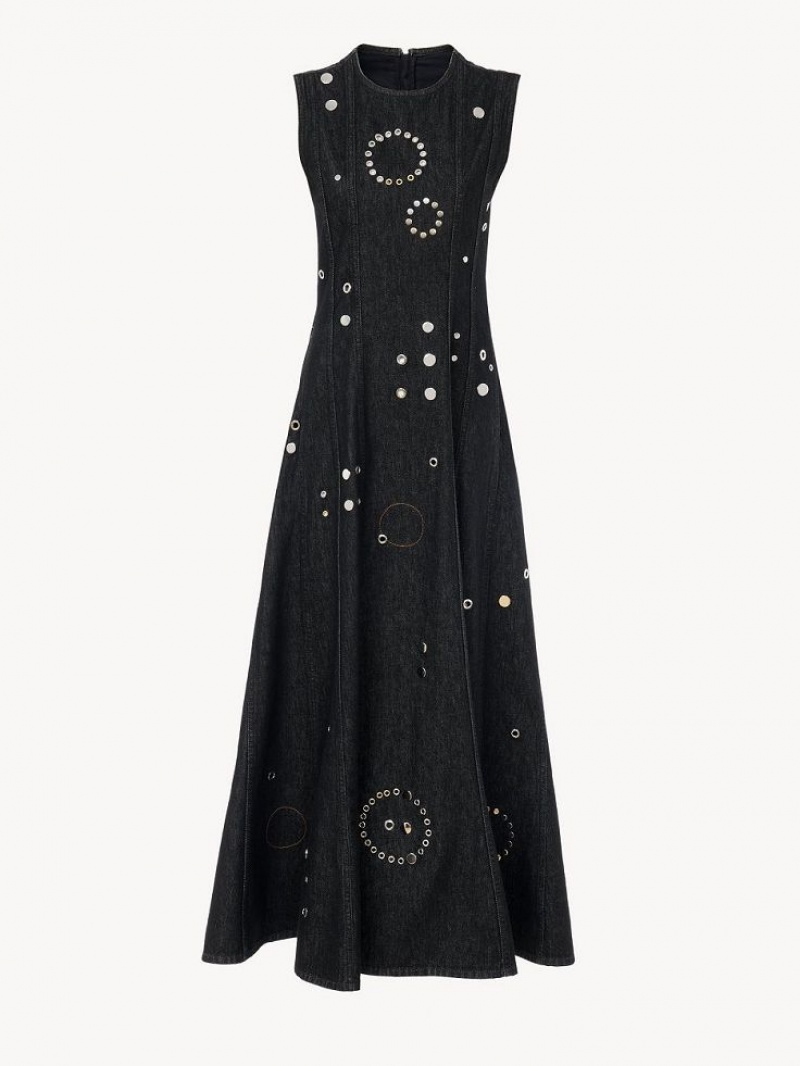 Chloe Long Ärmellose Kleid Schwarz | CHE-SR13829