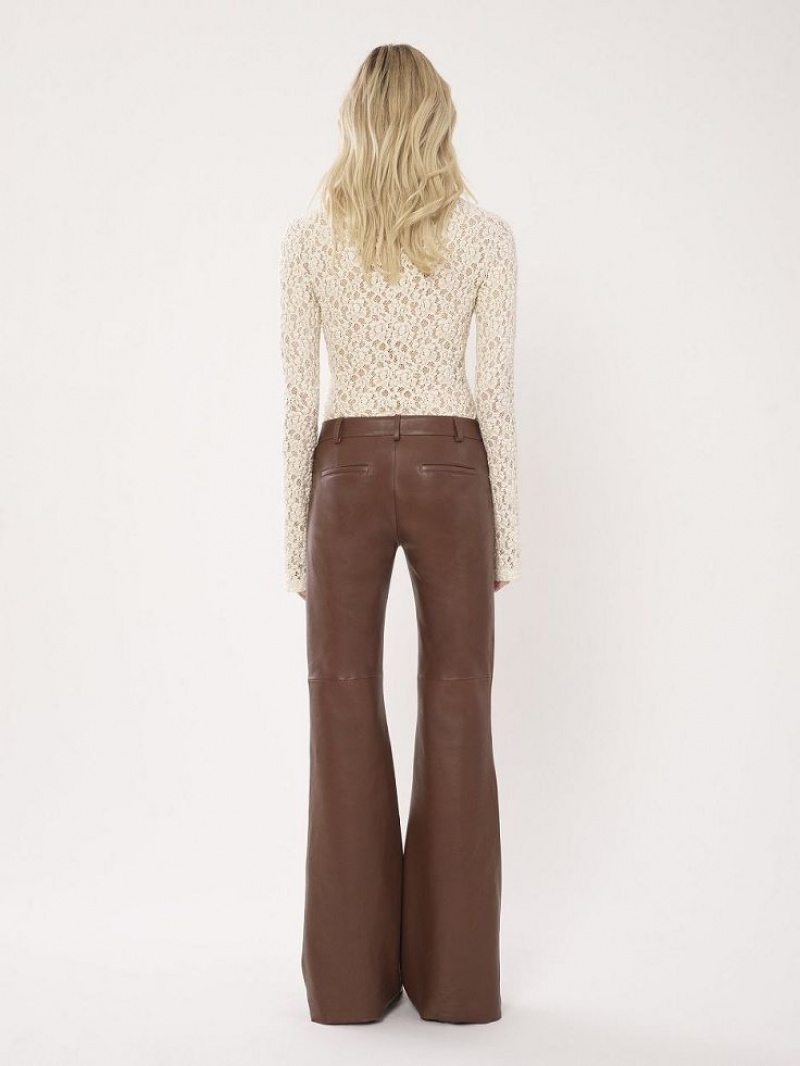 Chloe Low-waist Flare Pants Leather Kaffee | CHE-SR14118