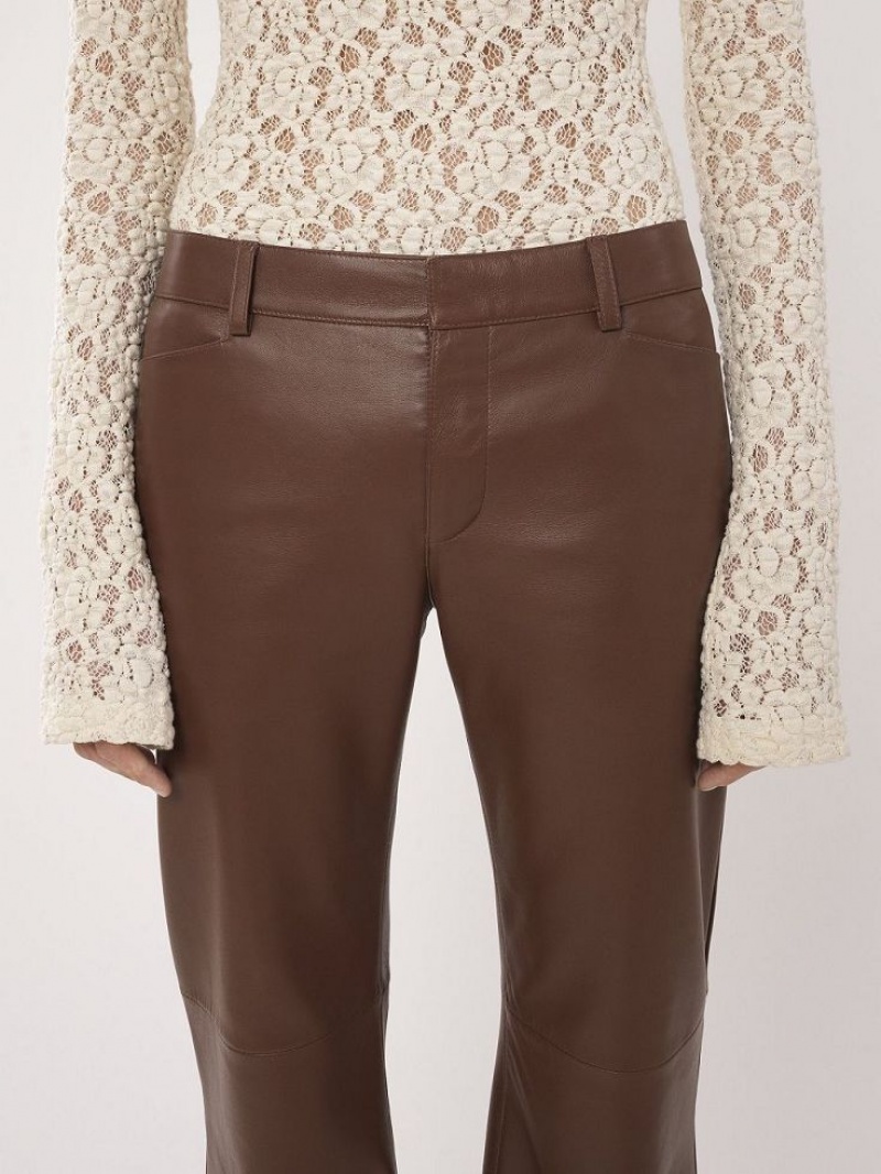 Chloe Low-waist Flare Pants Leather Kaffee | CHE-SR14118