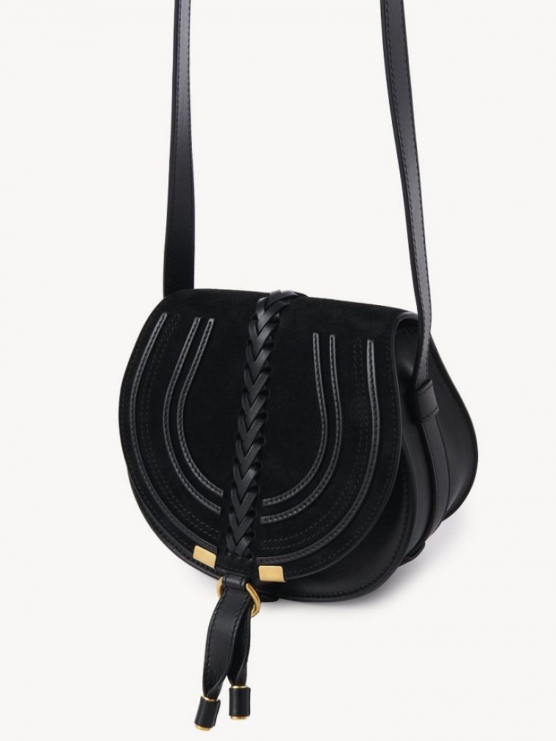 Chloe Marcie Small Saddle Schultertaschen Schwarz | CHE-SR13413