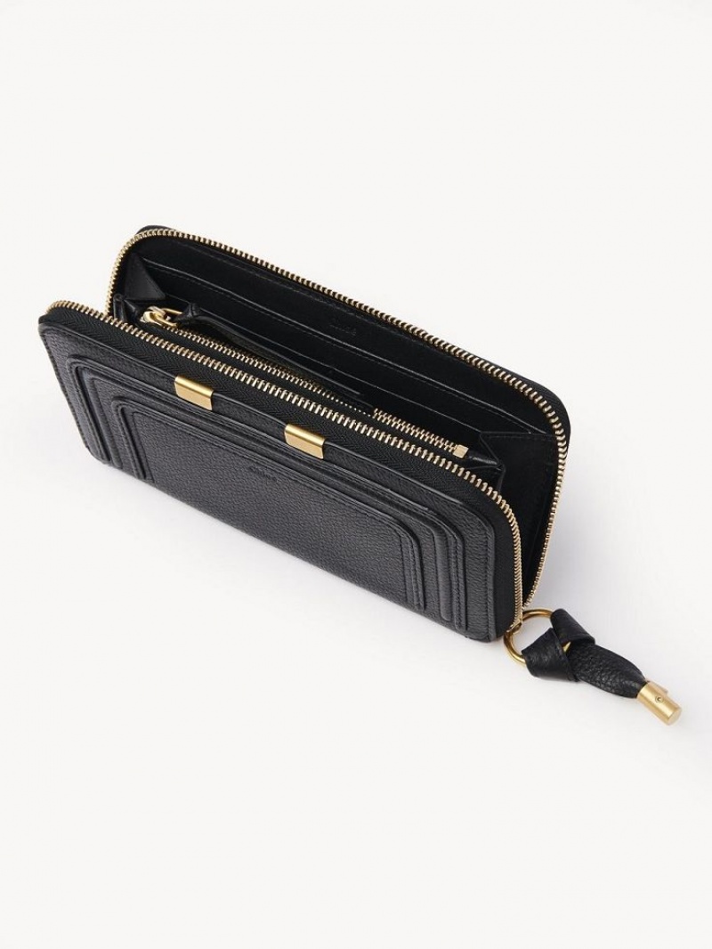 Chloe Marcie Zippered Große Geldbörse Schwarz | CHE-SR14303