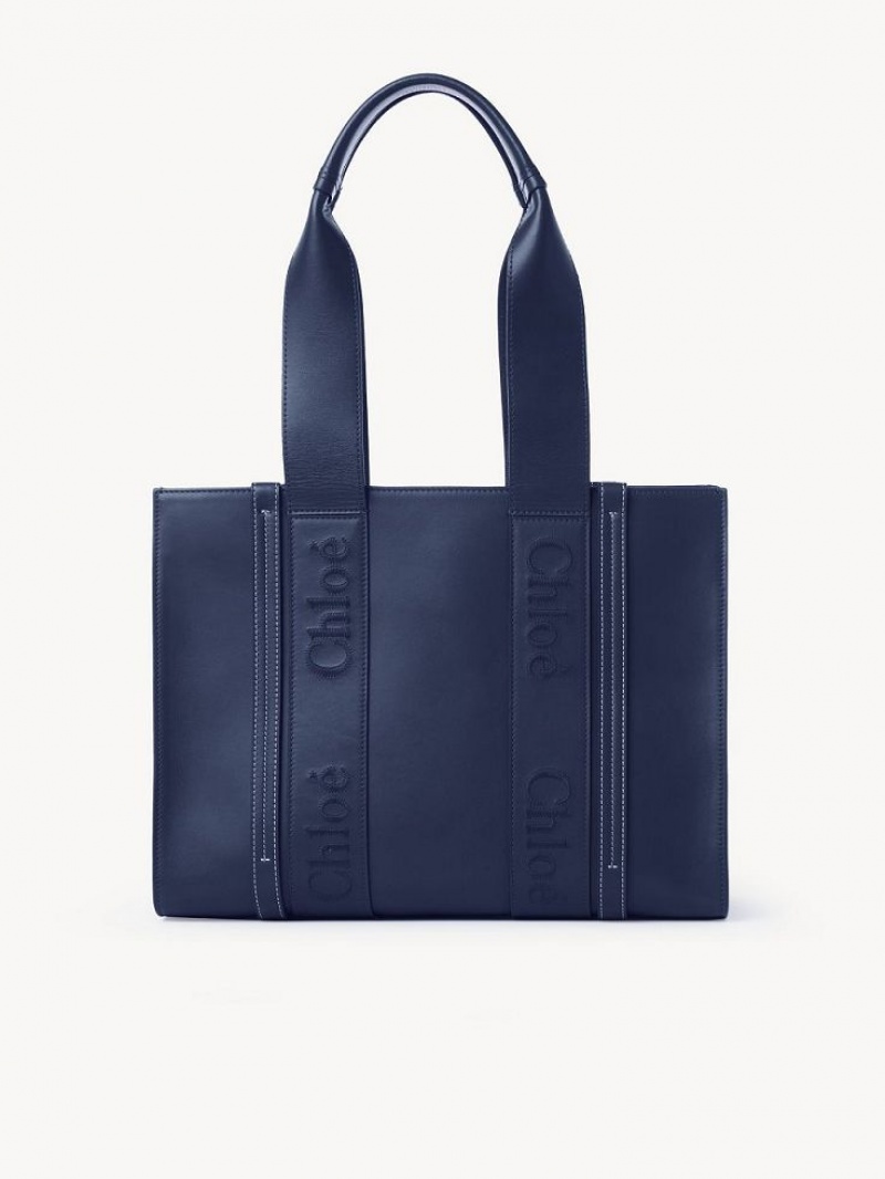 Chloe Medium Woody Schultertaschen Blau | CHE-SR13432