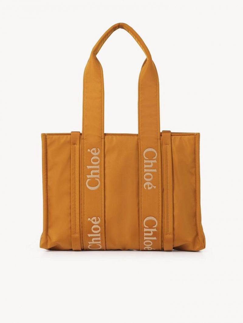 Chloe Medium Woody Schultertaschen Gelb | CHE-SR13411